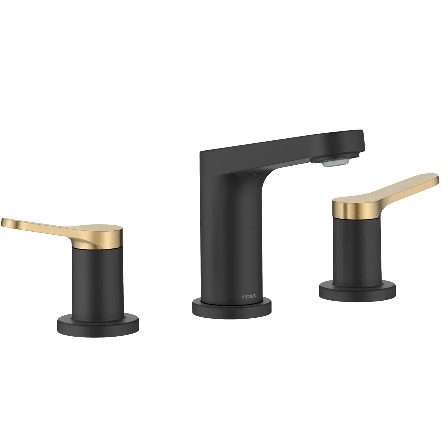 KRAUS Indy Widespread Bathroom Faucet in Matte Black with Brushed Brass