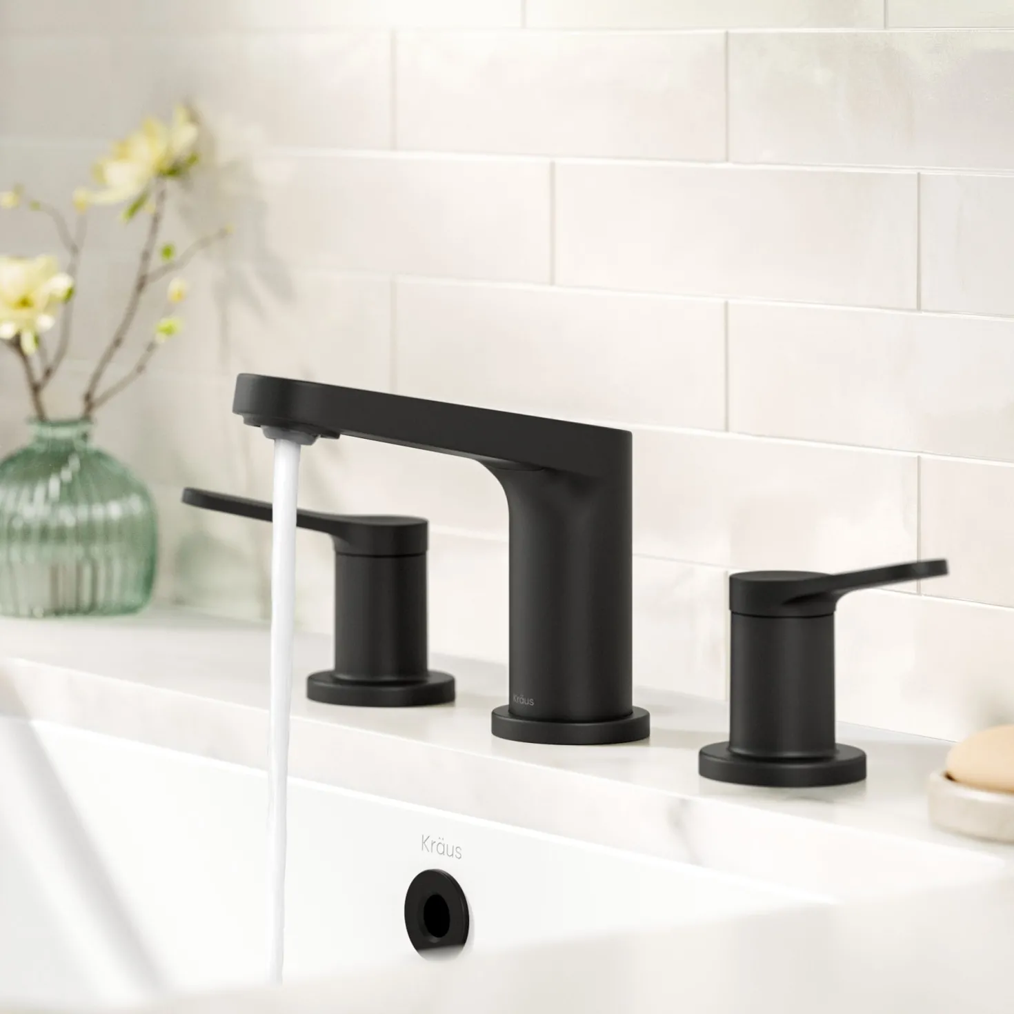 KRAUS Indy Widespread Bathroom Faucet in Matte Black