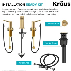 KRAUS Indy Widespread Bathroom Faucet in Spot-Free Brushed Brass