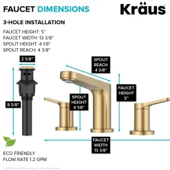 KRAUS Indy Widespread Bathroom Faucet in Spot-Free Brushed Brass