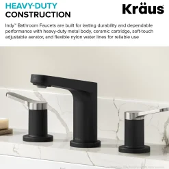 KRAUS Indy Widespread Bathroom Faucet in Matte Black with Brushed Nickel