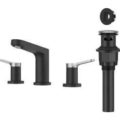 KRAUS Indy Widespread Bathroom Faucet in Matte Black with Brushed Nickel