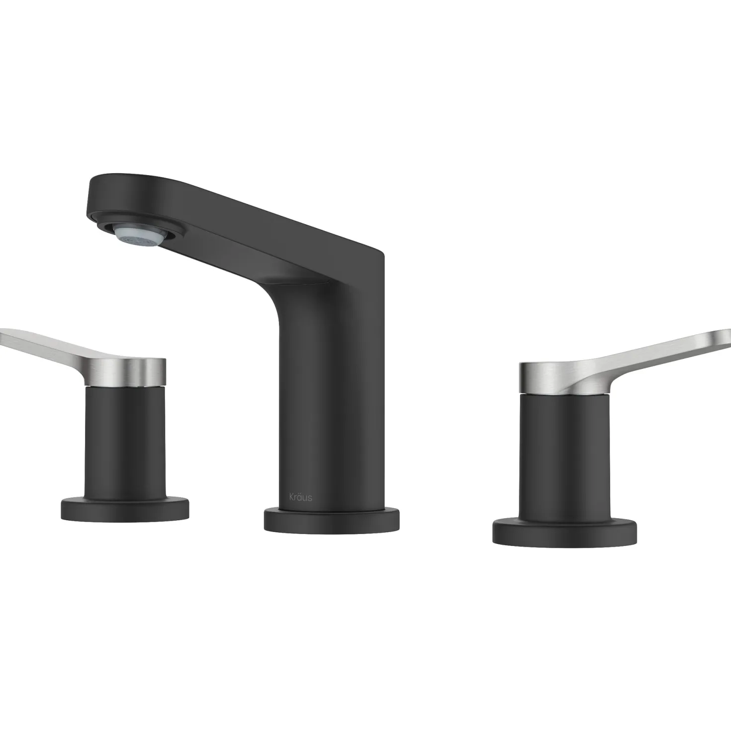 KRAUS Indy Widespread Bathroom Faucet in Matte Black with Brushed Nickel