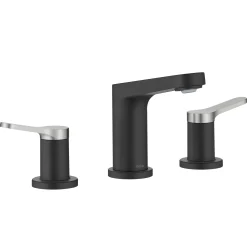 KRAUS Indy Widespread Bathroom Faucet in Matte Black with Brushed Nickel