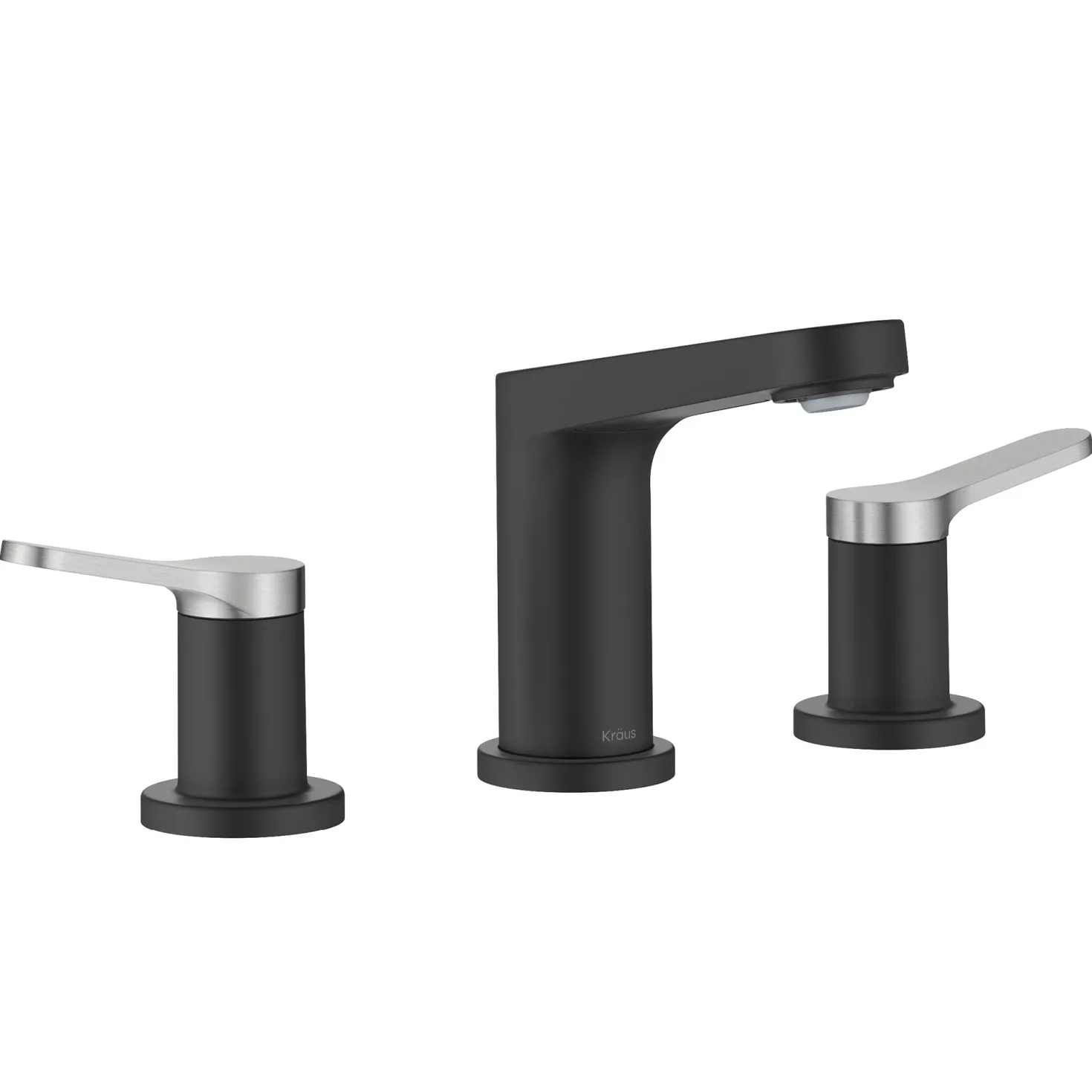 KRAUS Indy Widespread Bathroom Faucet in Matte Black with Brushed Nickel