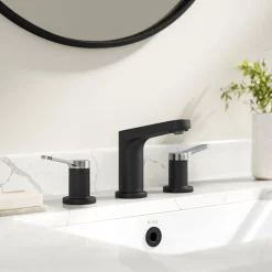 KRAUS Indy Widespread Bathroom Faucet in Matte Black with Brushed Nickel