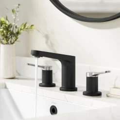 KRAUS Indy Widespread Bathroom Faucet in Matte Black with Brushed Nickel