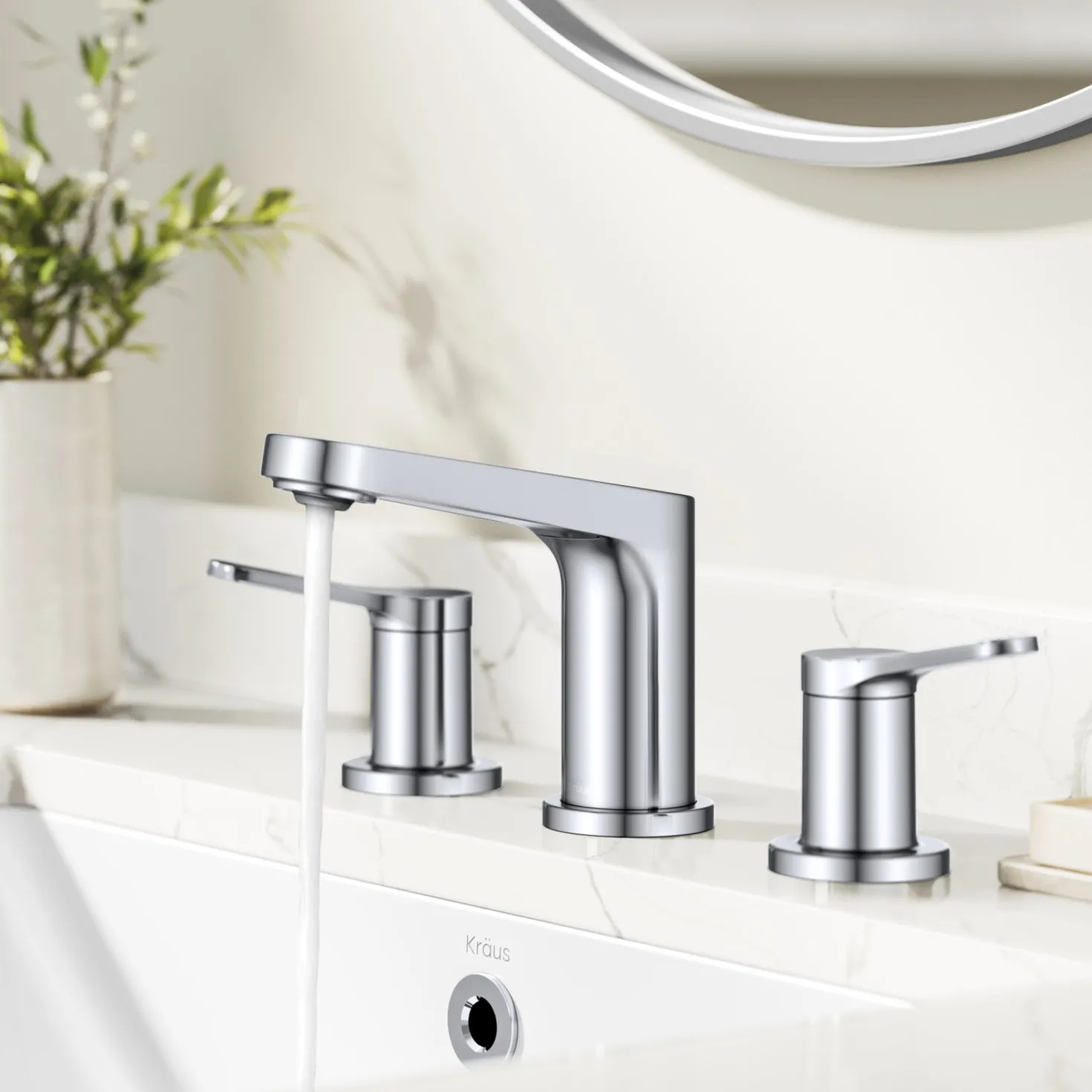 KRAUS Indy Widespread Bathroom Faucet in Chrome