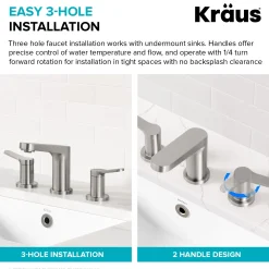 KRAUS Indy Widespread Bathroom Faucet in Chrome