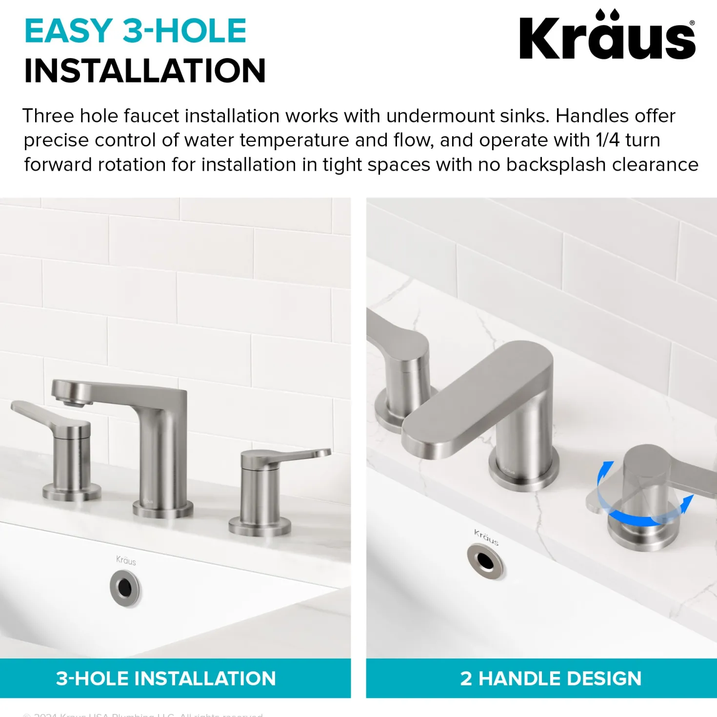 KRAUS Indy Widespread Bathroom Faucet in Chrome