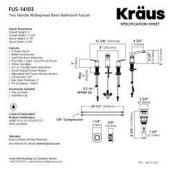 KRAUS Indy Widespread Bathroom Faucet in Chrome
