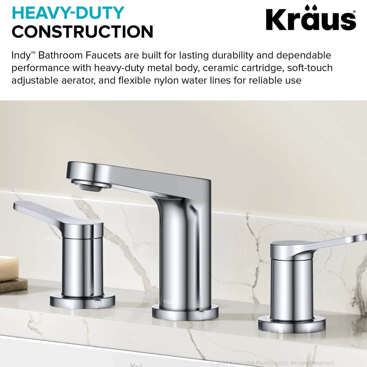 KRAUS Indy Widespread Bathroom Faucet in Chrome