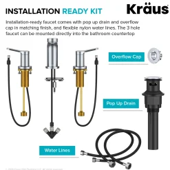 KRAUS Indy Widespread Bathroom Faucet in Chrome