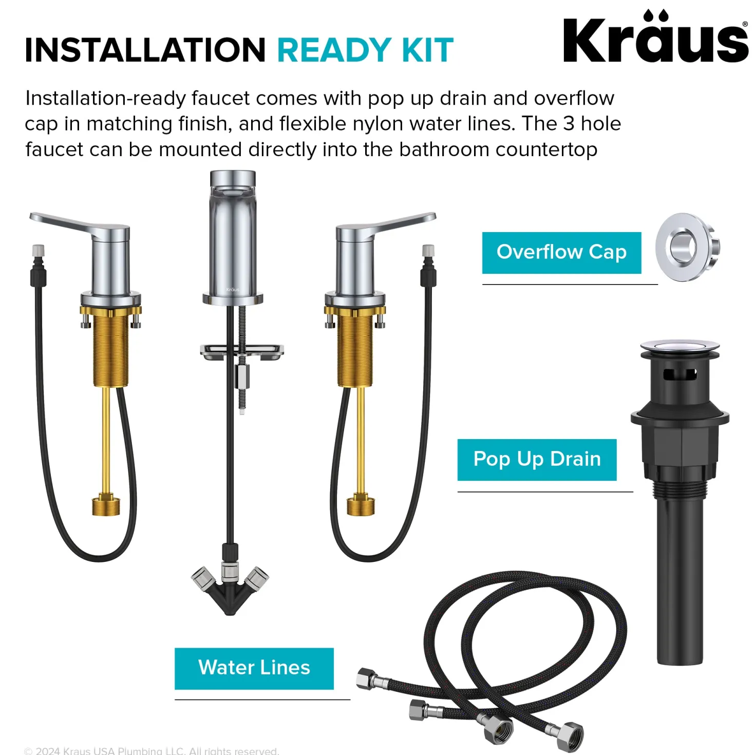 KRAUS Indy Widespread Bathroom Faucet in Chrome