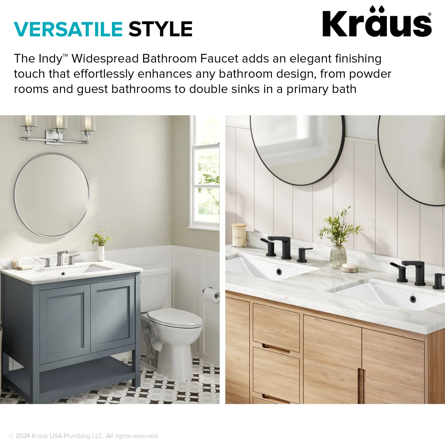 KRAUS Indy Widespread Bathroom Faucet in Chrome