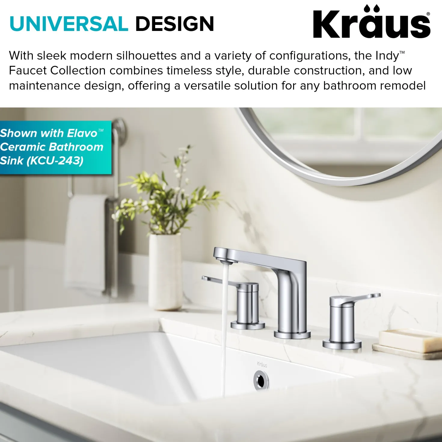 KRAUS Indy Widespread Bathroom Faucet in Chrome
