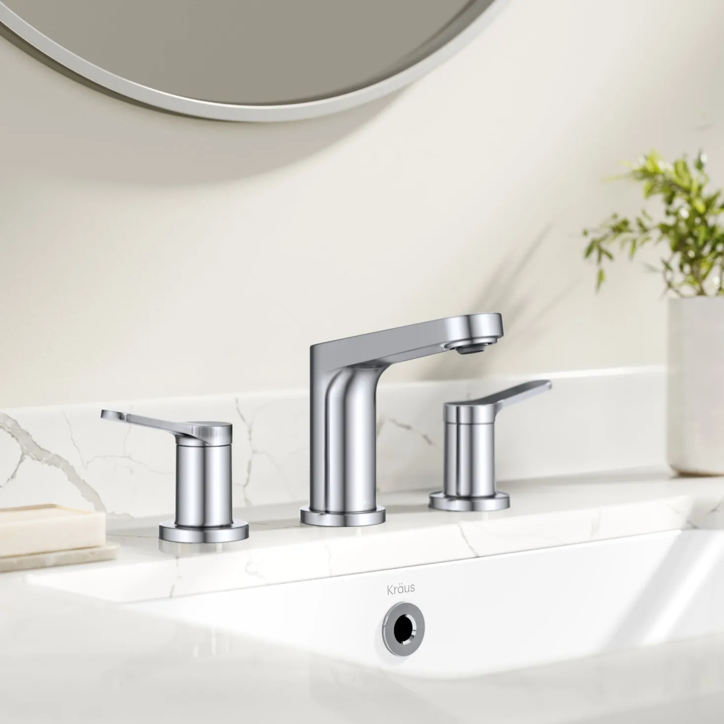 KRAUS Indy Widespread Bathroom Faucet in Chrome