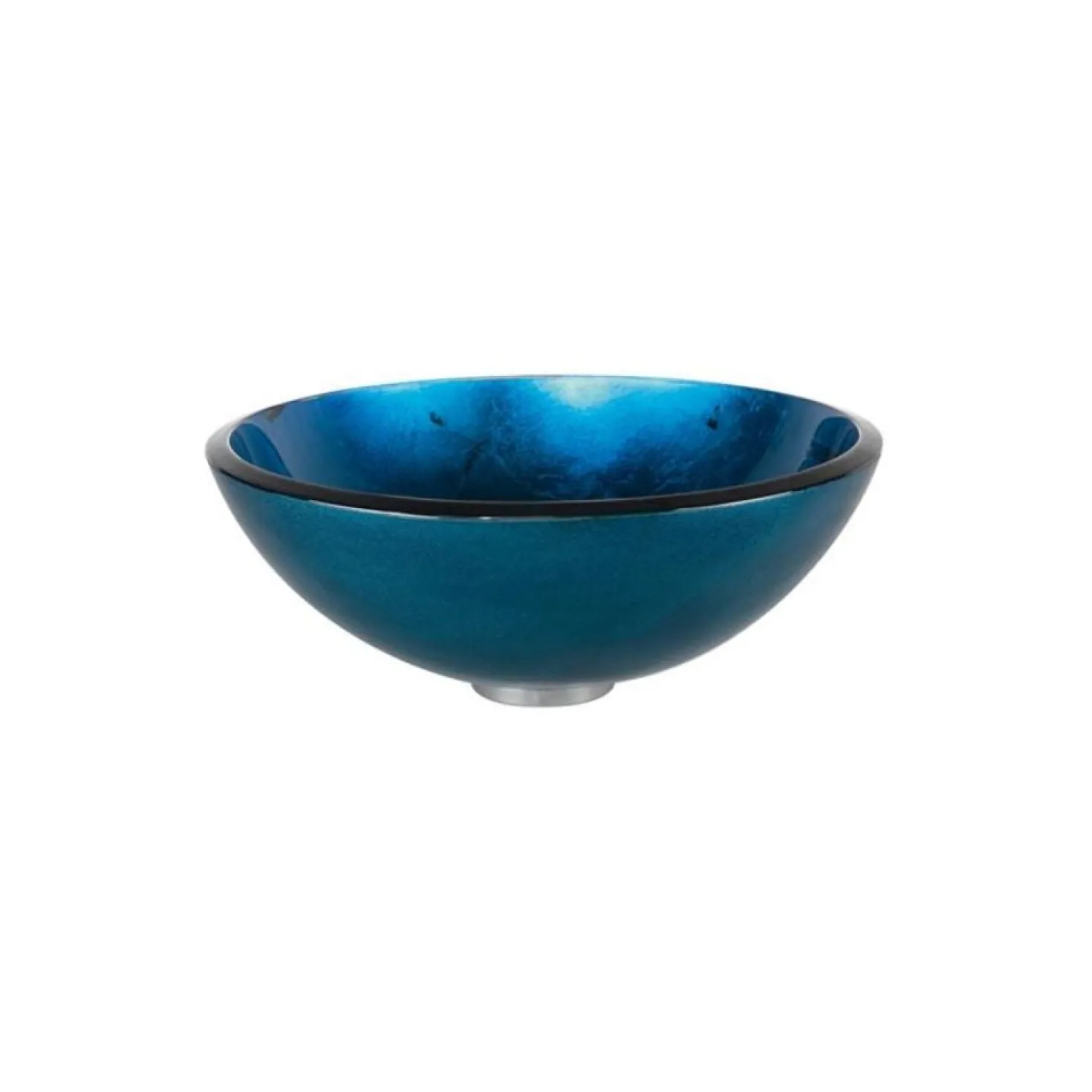 KRAUS Irruption Blue Glass Vessel Bathroom Sink with PU-MR