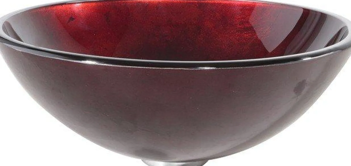 KRAUS Irruption Red Glass Vessel Bathroom Sink with PU-MR