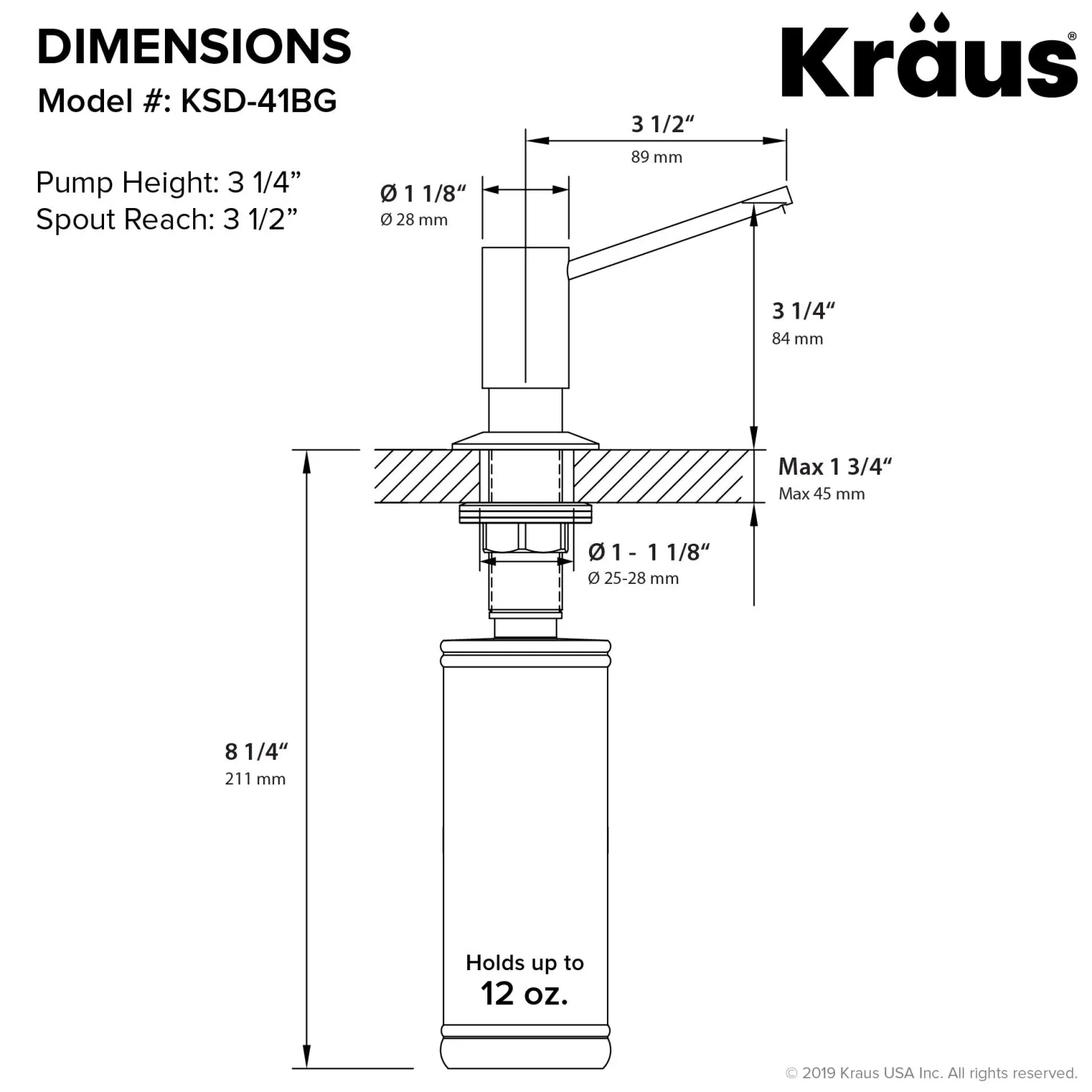 KRAUS Kitchen Soap Dispenser in Brushed Brass KSD-41