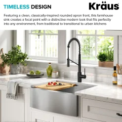 KRAUS Kore 27" Apron Front Workstation 16 Gauge Stainless Steel Kitchen Sink