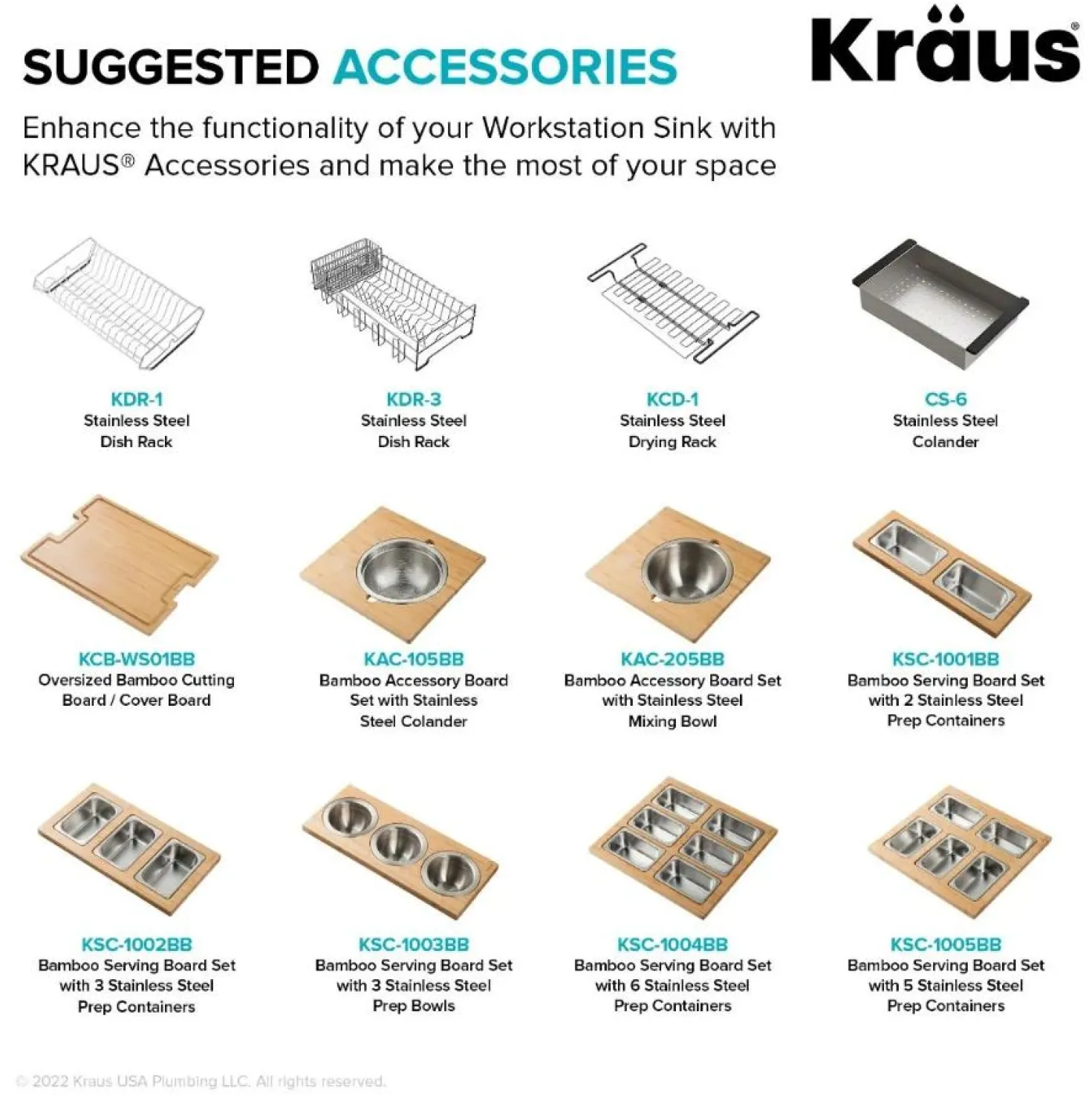KRAUS Kore 33" Drop-In Single Bowl 16 Gauge Workstation Sink