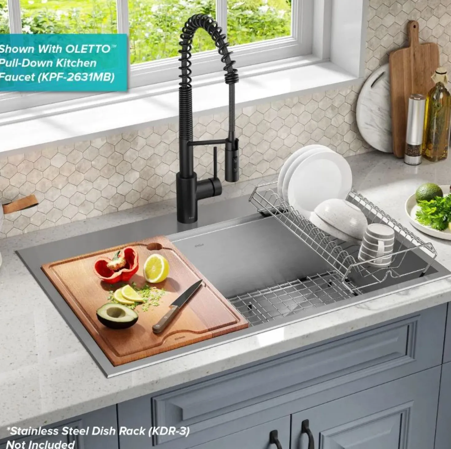 KRAUS Kore 33" Drop-In Single Bowl 16 Gauge Workstation Sink