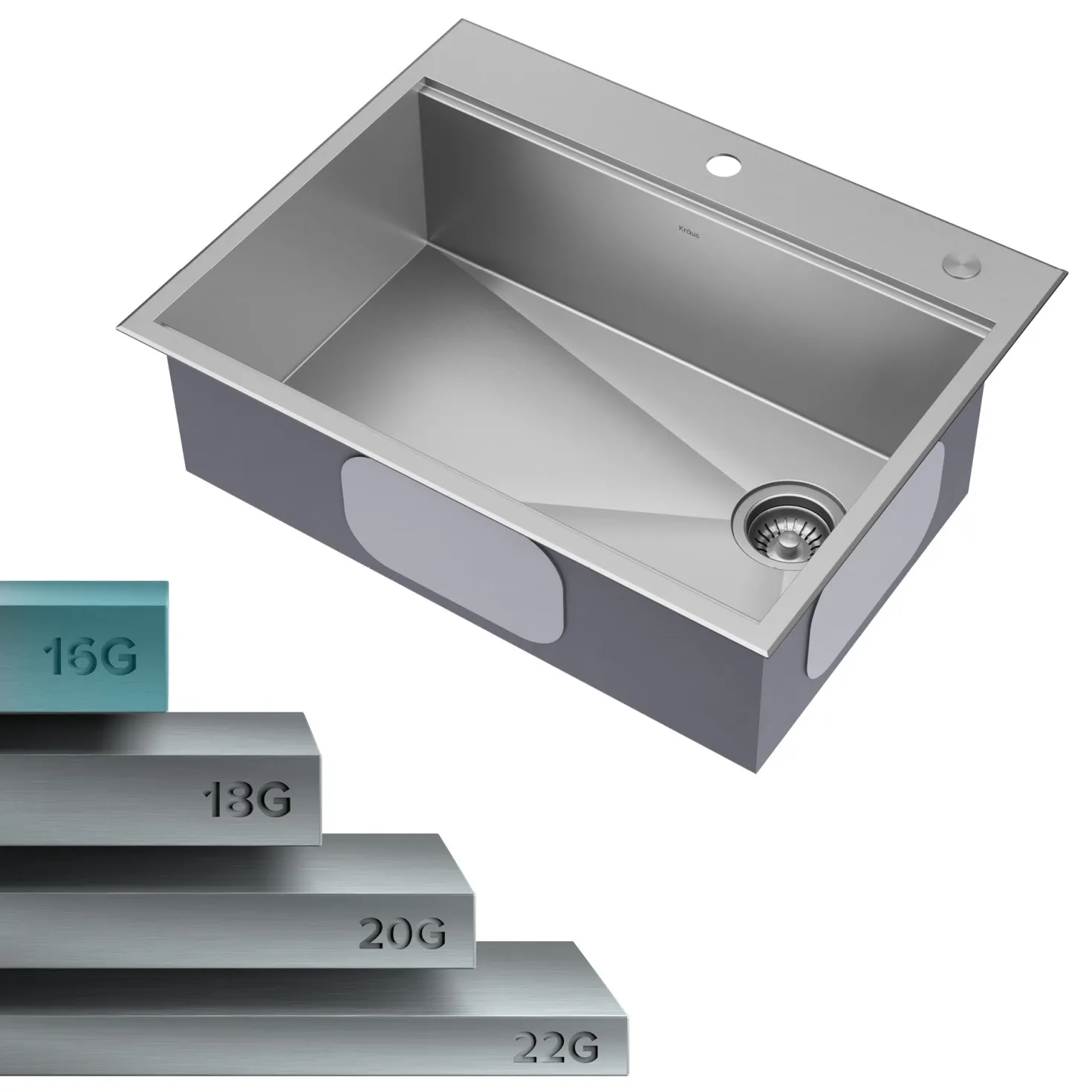 KRAUS Kore 28" Drop-In Workstation 16 Gauge Stainless Steel Single Bowl Kitchen Sink with Accessories