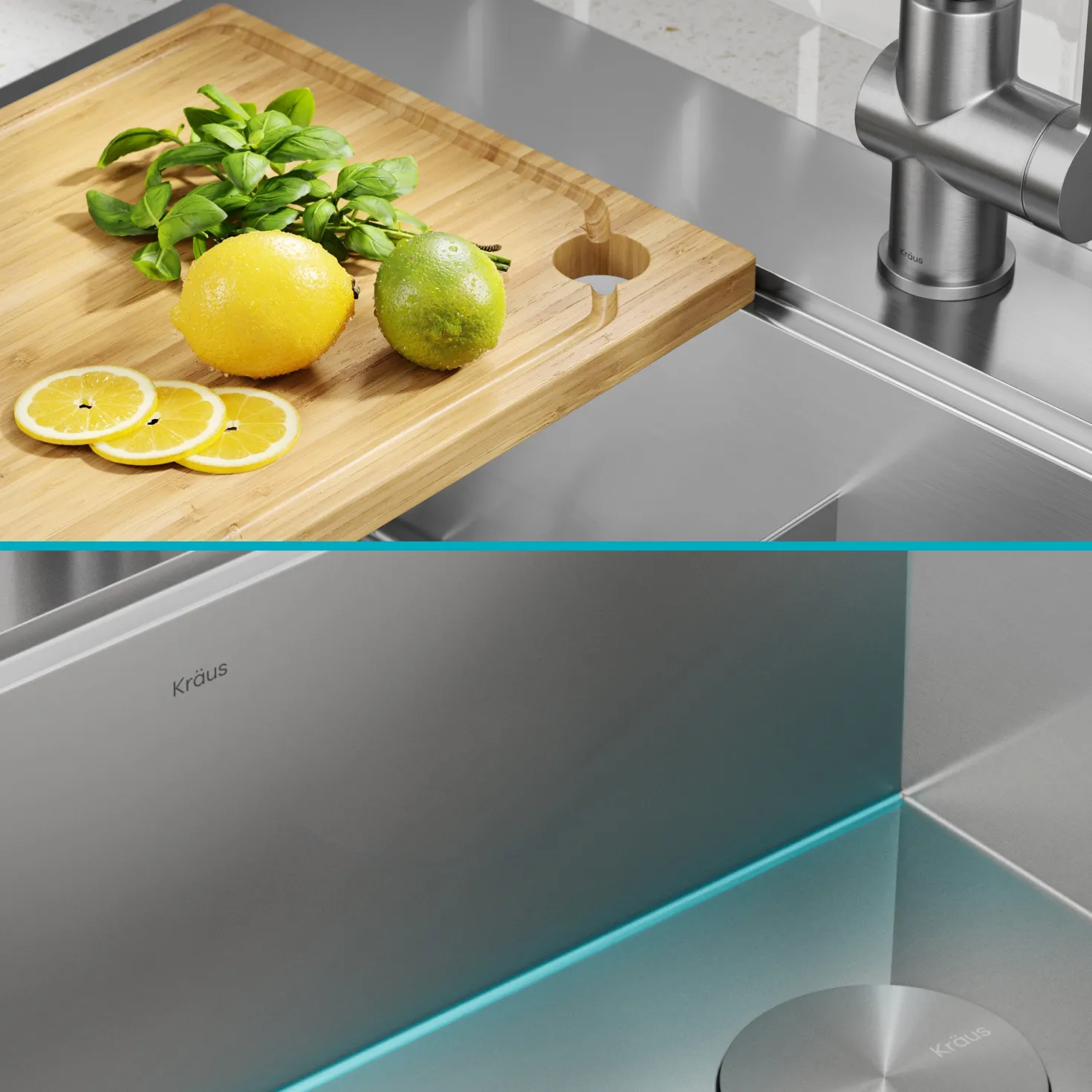 KRAUS Kore 28" Drop-In Workstation 16 Gauge Stainless Steel Single Bowl Kitchen Sink with Accessories