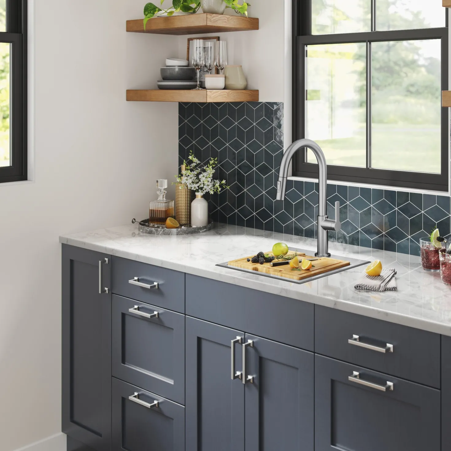 KRAUS Kore 15" Drop-In Workstation 16 Gauge Stainless Steel Square Prep Sink with Accessories
