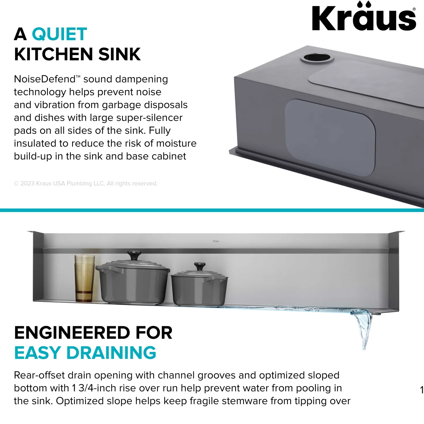 KRAUS Kore Dual Tier 57" Undermount Workstation 16 Gauge Single Bowl Kitchen Sink