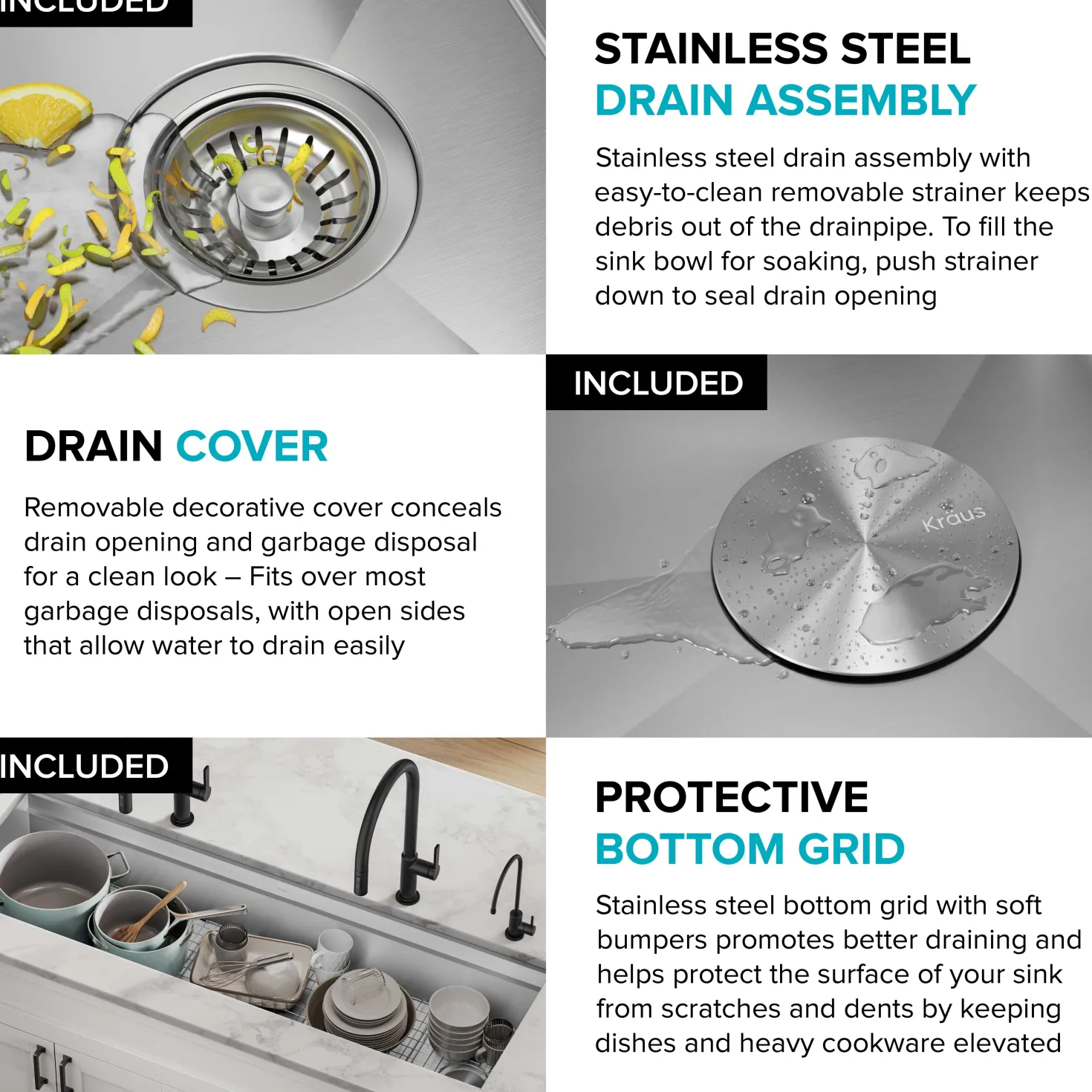 KRAUS Kore Dual Tier 57" Undermount Workstation 16 Gauge Single Bowl Kitchen Sink