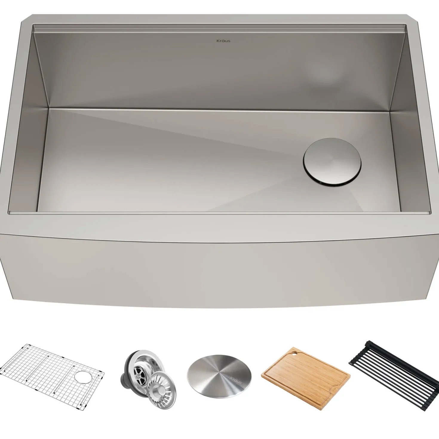 KRAUS Kore 33" 16 Gauge Farmhouse Workstation Kitchen Sink