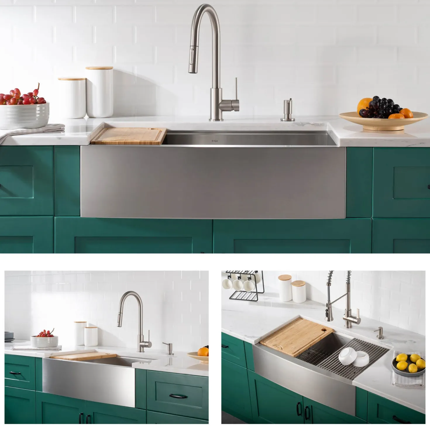 KRAUS Kore 33" 16 Gauge Farmhouse Workstation Kitchen Sink