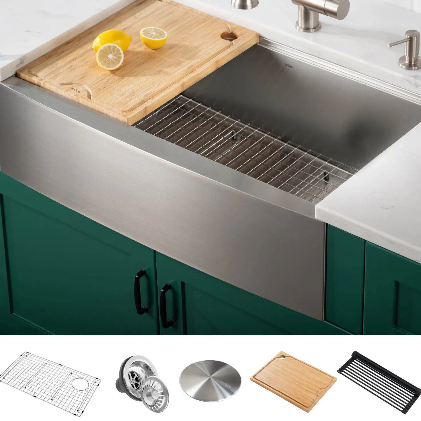 KRAUS Kore 33" 16 Gauge Farmhouse Workstation Kitchen Sink