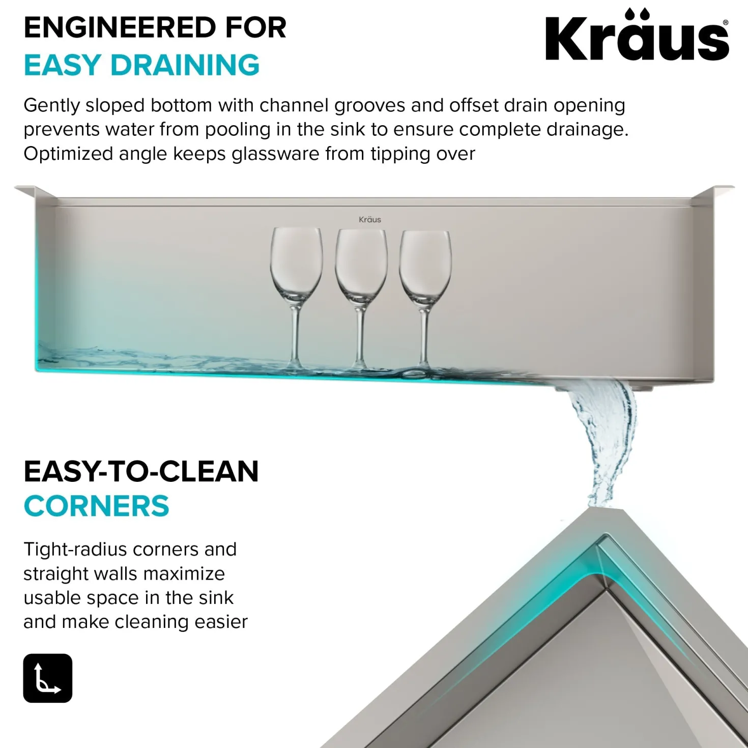 KRAUS Kore 2-Tier Workstation 45" Undermount 16 Gauge Single Bowl Stainless Steel Kitchen Sink with Accessories