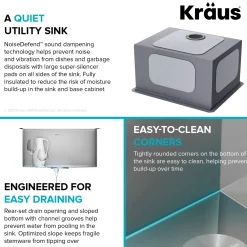 KRAUS Kore 23" Undermount Workstation 16 Gauge Laundry Utility Sink with Accessories