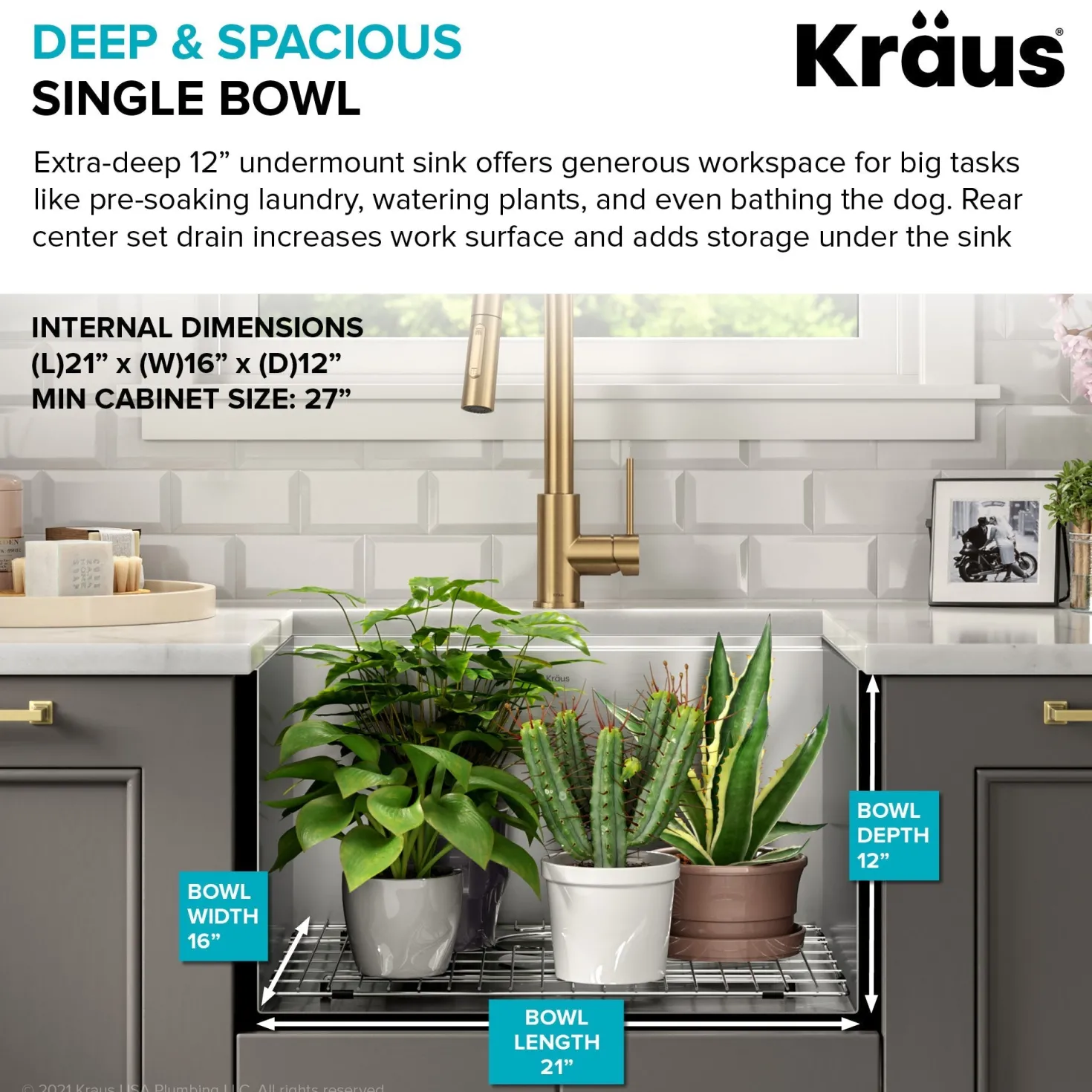 KRAUS Kore 23" Undermount Workstation 16 Gauge Laundry Utility Sink with Accessories