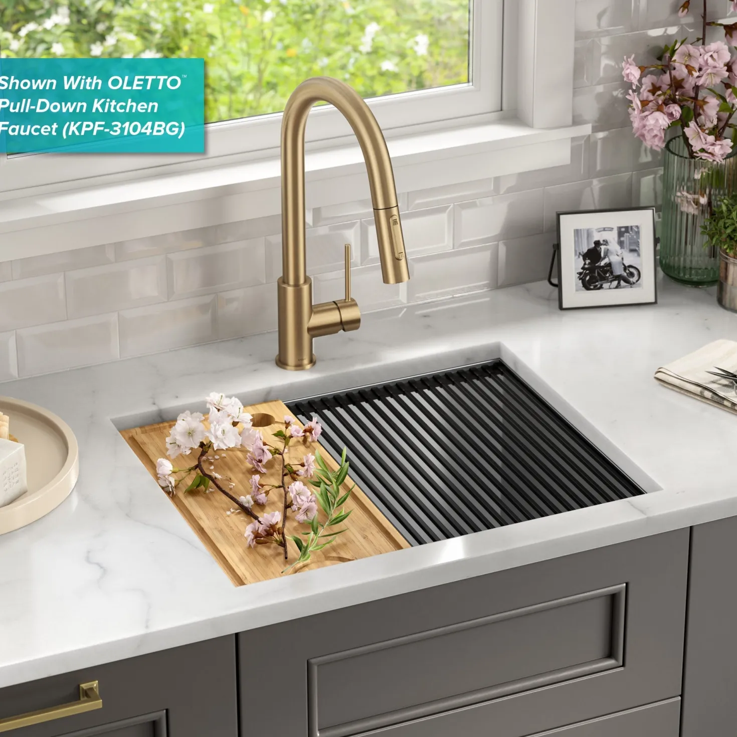 KRAUS Kore 23" Undermount Workstation 16 Gauge Laundry Utility Sink with Accessories