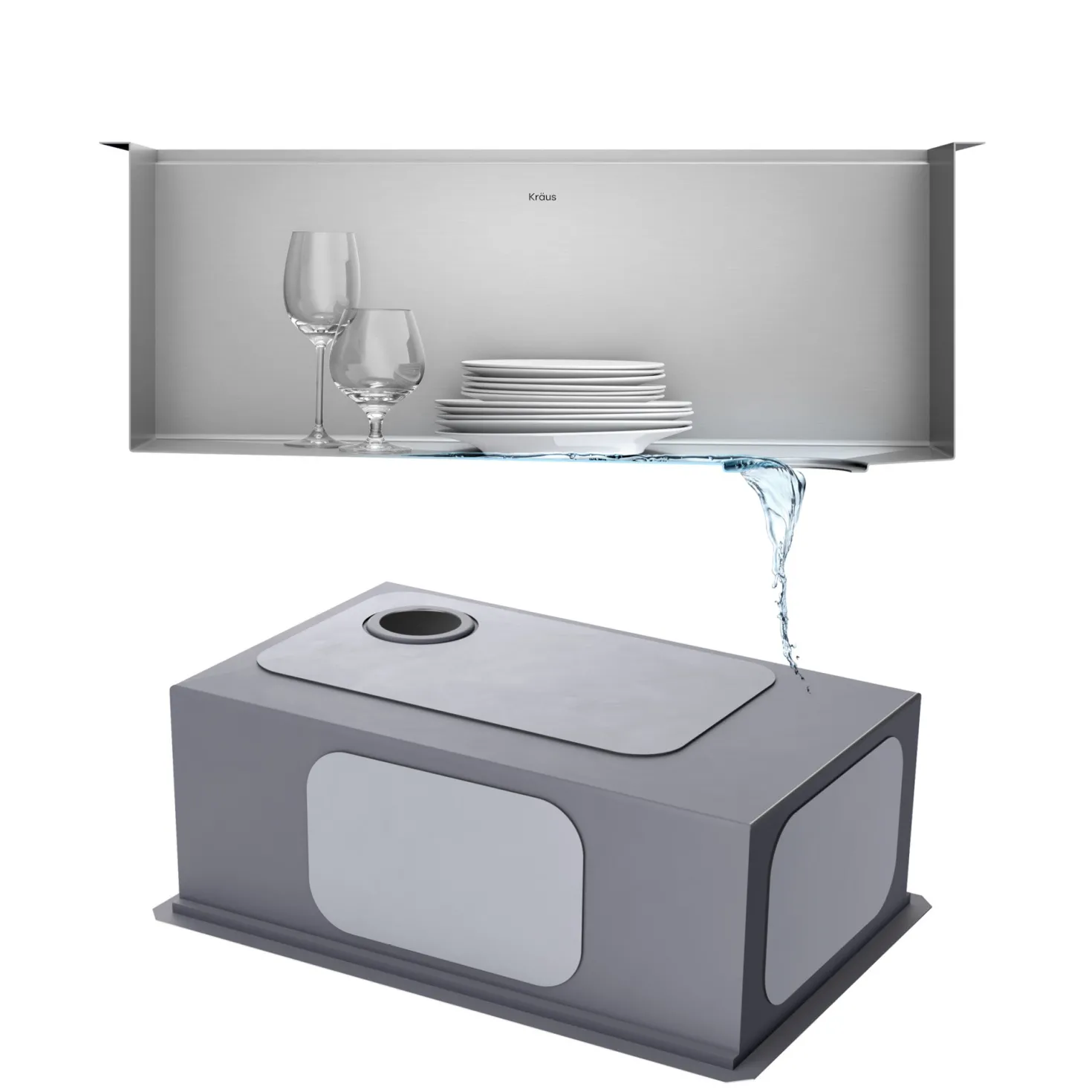 KRAUS Kore 28" Undermount Workstation 16 Gauge Stainless Steel Single Bowl Kitchen Sink with Accessories