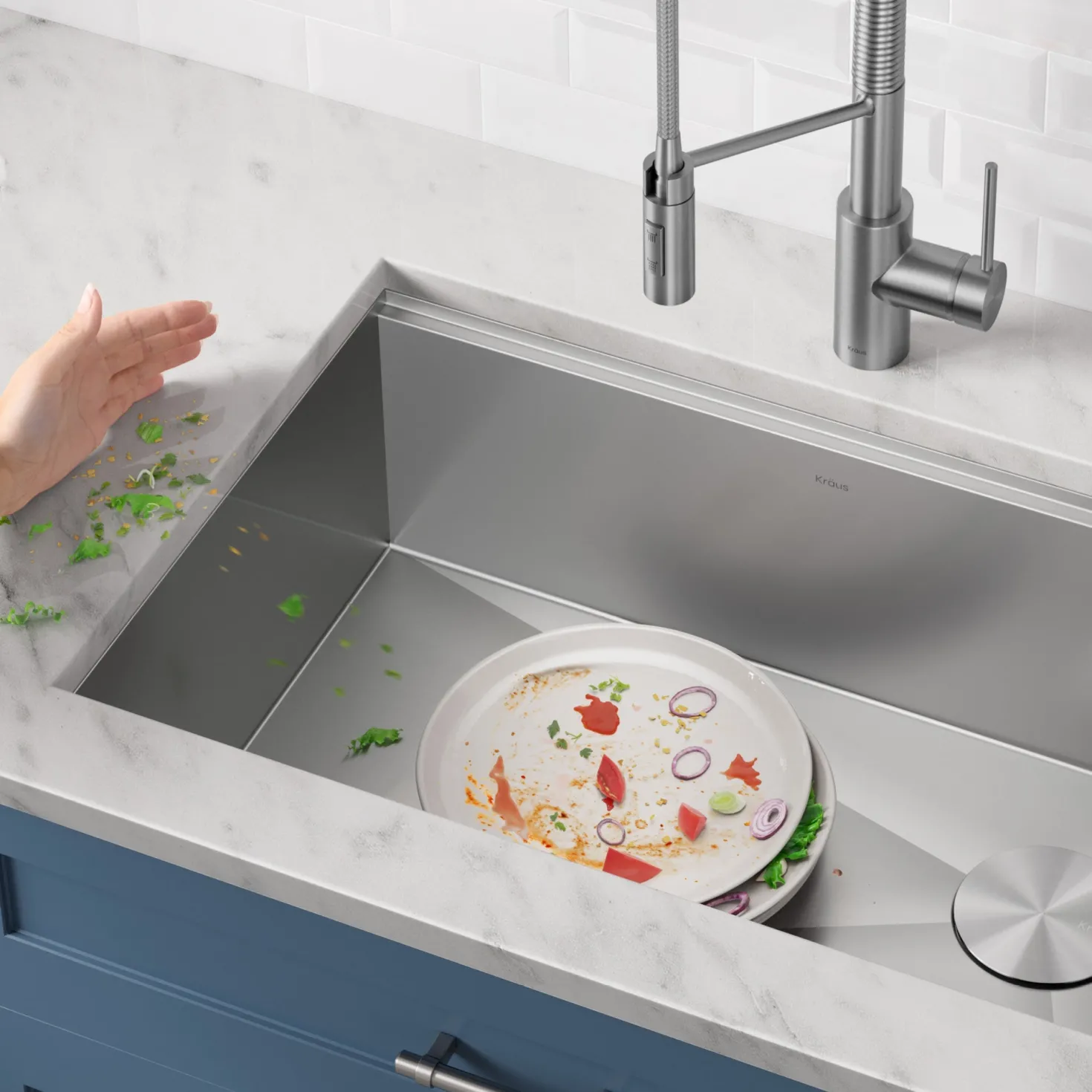 KRAUS Kore 21" Undermount Workstation 16 Gauge Stainless Steel Single Bowl Kitchen Sink with Accessories
