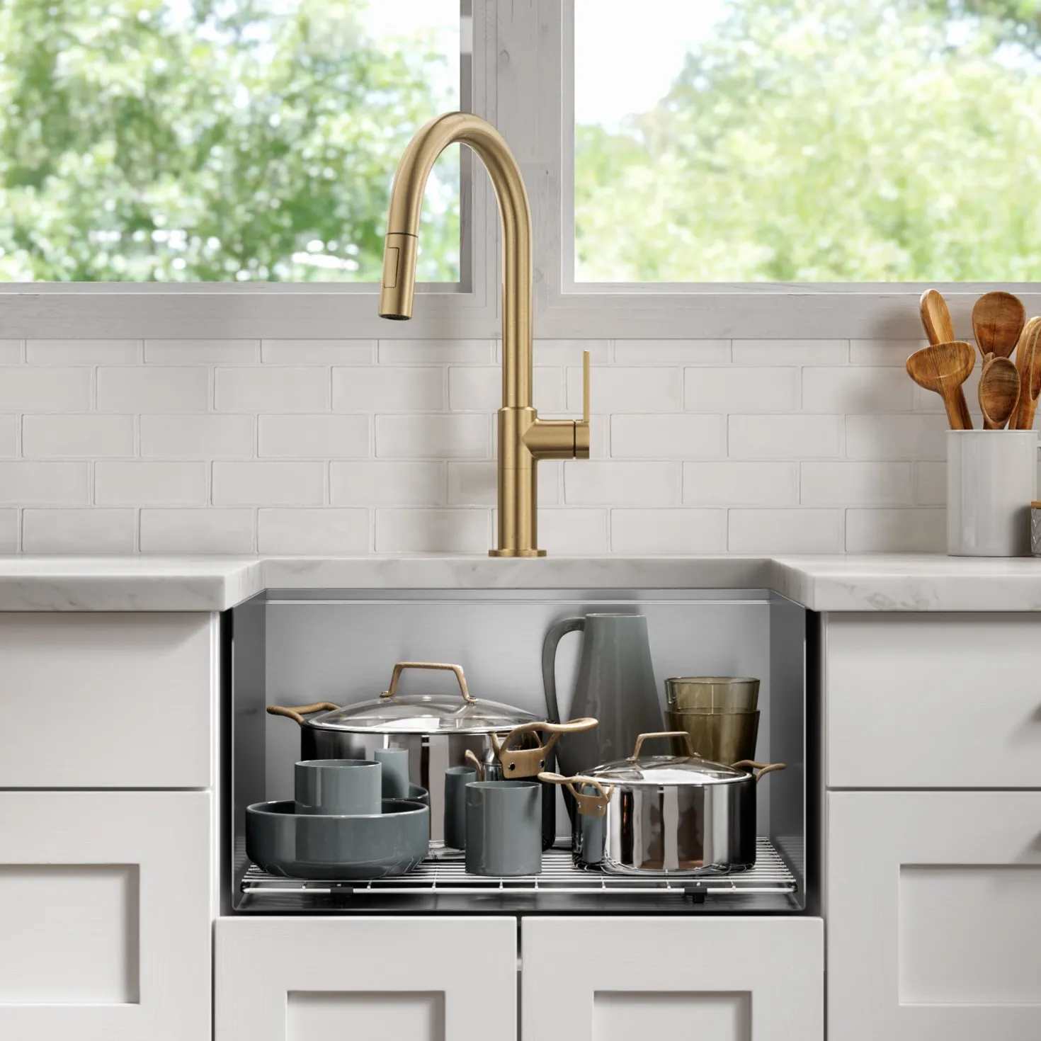 KRAUS Kore 21" Undermount Workstation 16 Gauge Stainless Steel Single Bowl Kitchen Sink with Accessories