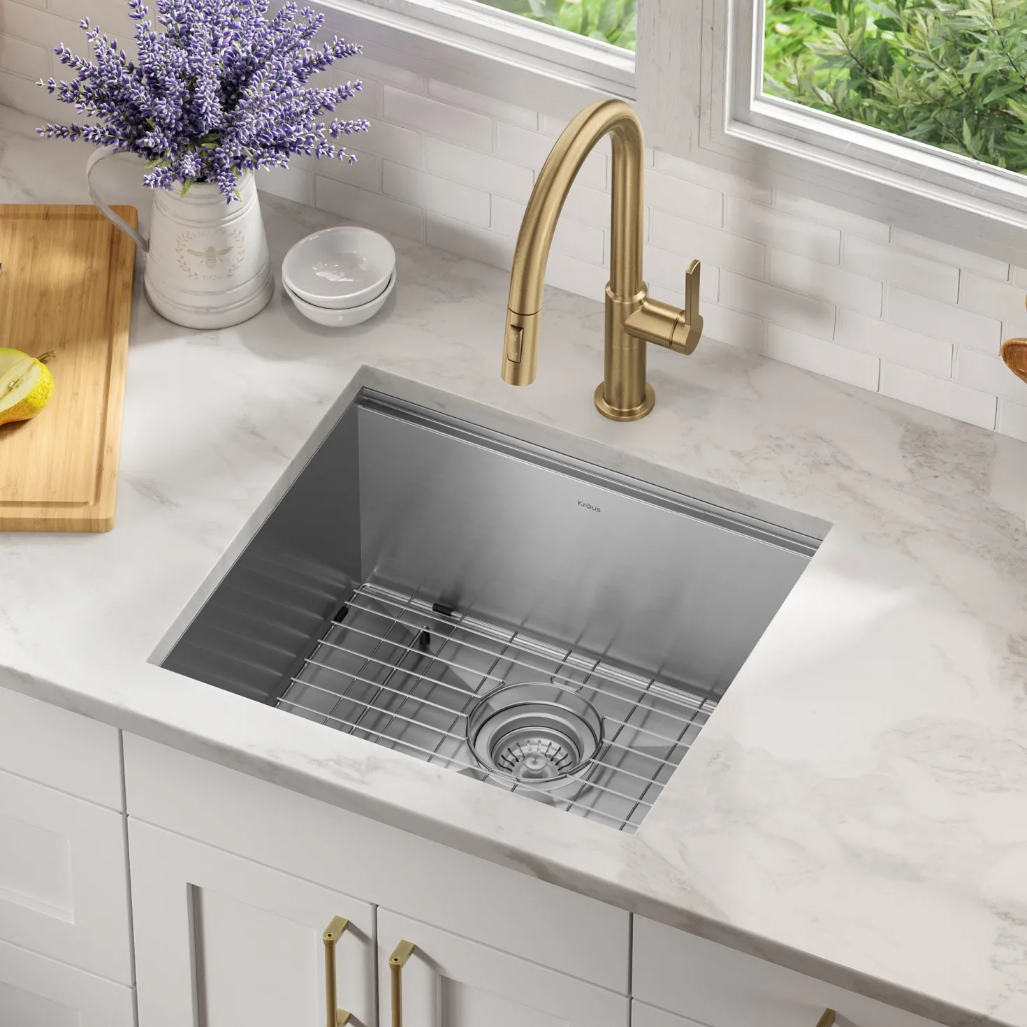 KRAUS Kore 21" Undermount Workstation 16 Gauge Stainless Steel Single Bowl Kitchen Sink with Accessories