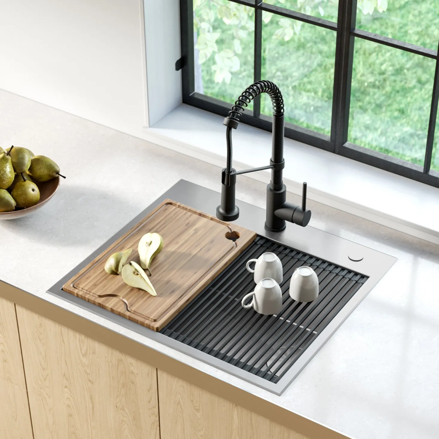 KRAUS Kore Workstation 25" Drop-In or Undermount 16 Gauge Kitchen Sink with Accessories