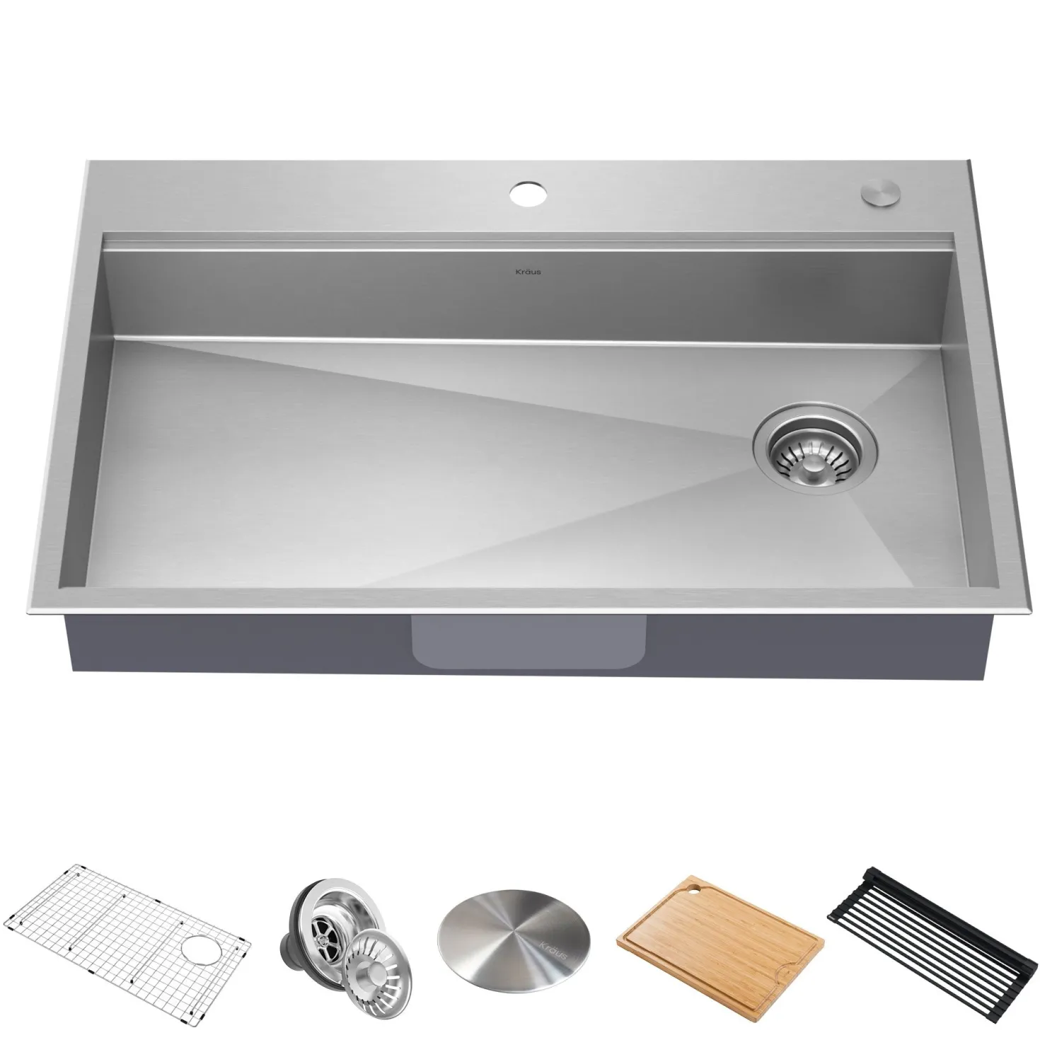 KRAUS Kore Workstation 33" Drop-In 16 Gauge 5.5" Deep Single Bowl ADA Kitchen Sink