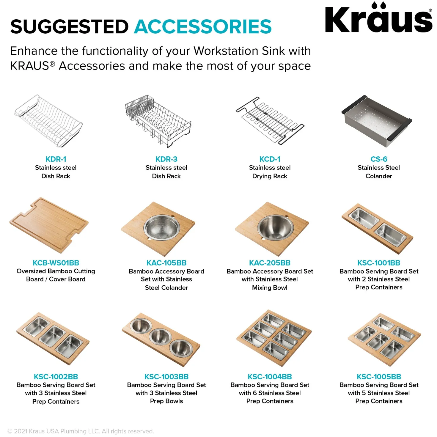 KRAUS Kore Workstation 33" Drop-In 16 Gauge 5.5" Deep Single Bowl ADA Kitchen Sink