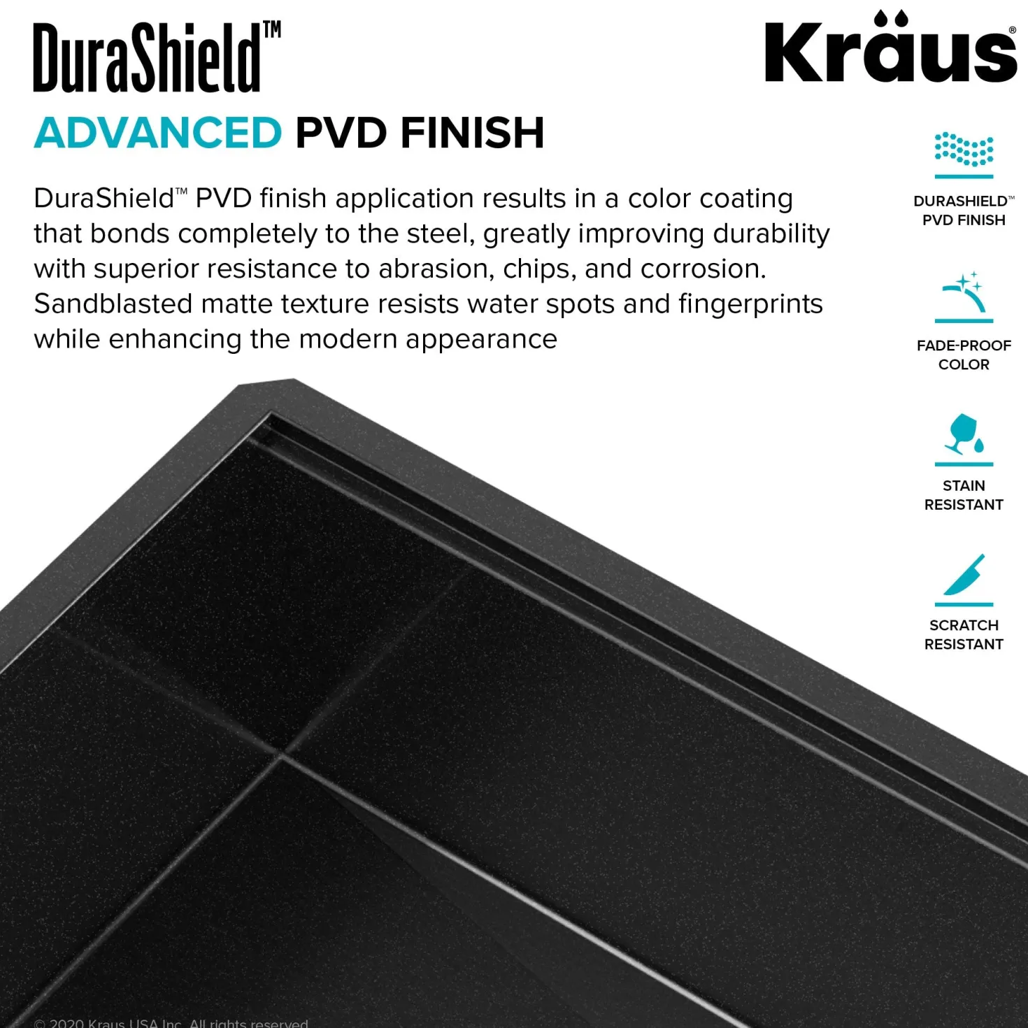 KRAUS Kore Workstation 33" Drop-In 16 Gauge Single Bowl Kitchen Sink in PVD Gunmetal
