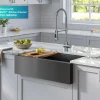 KRAUS Kore Workstation 33" Farmhouse Modern Flat Apron Front 16 Gauge Single Bowl Kitchen Sink in PVD Gunmetal