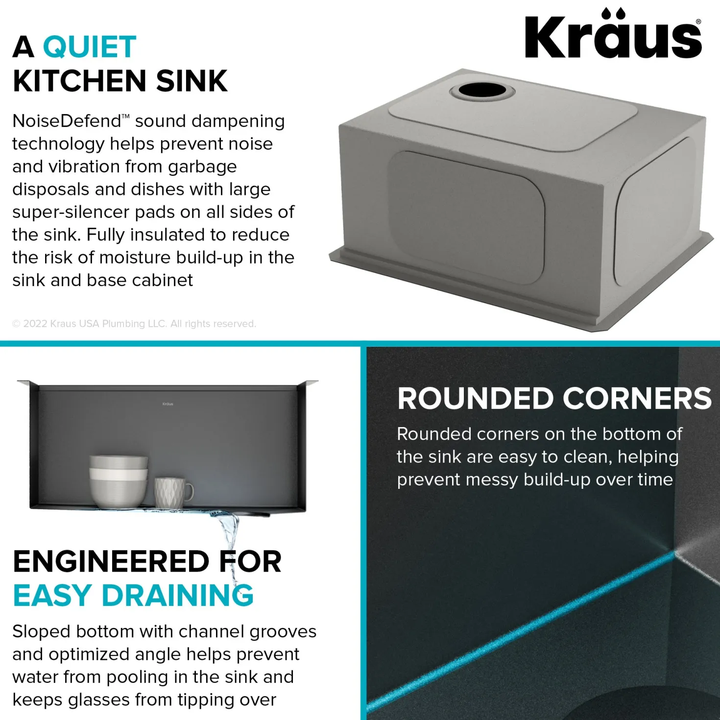 KRAUS Kore Workstation 23" Undermount Kitchen Sink in 16 Gauge PVD Gunmetal