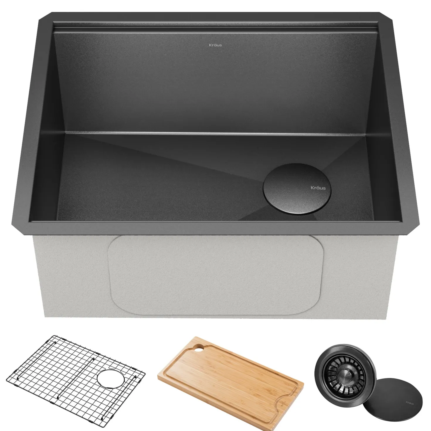 KRAUS Kore Workstation 23" Undermount Kitchen Sink in 16 Gauge PVD Gunmetal